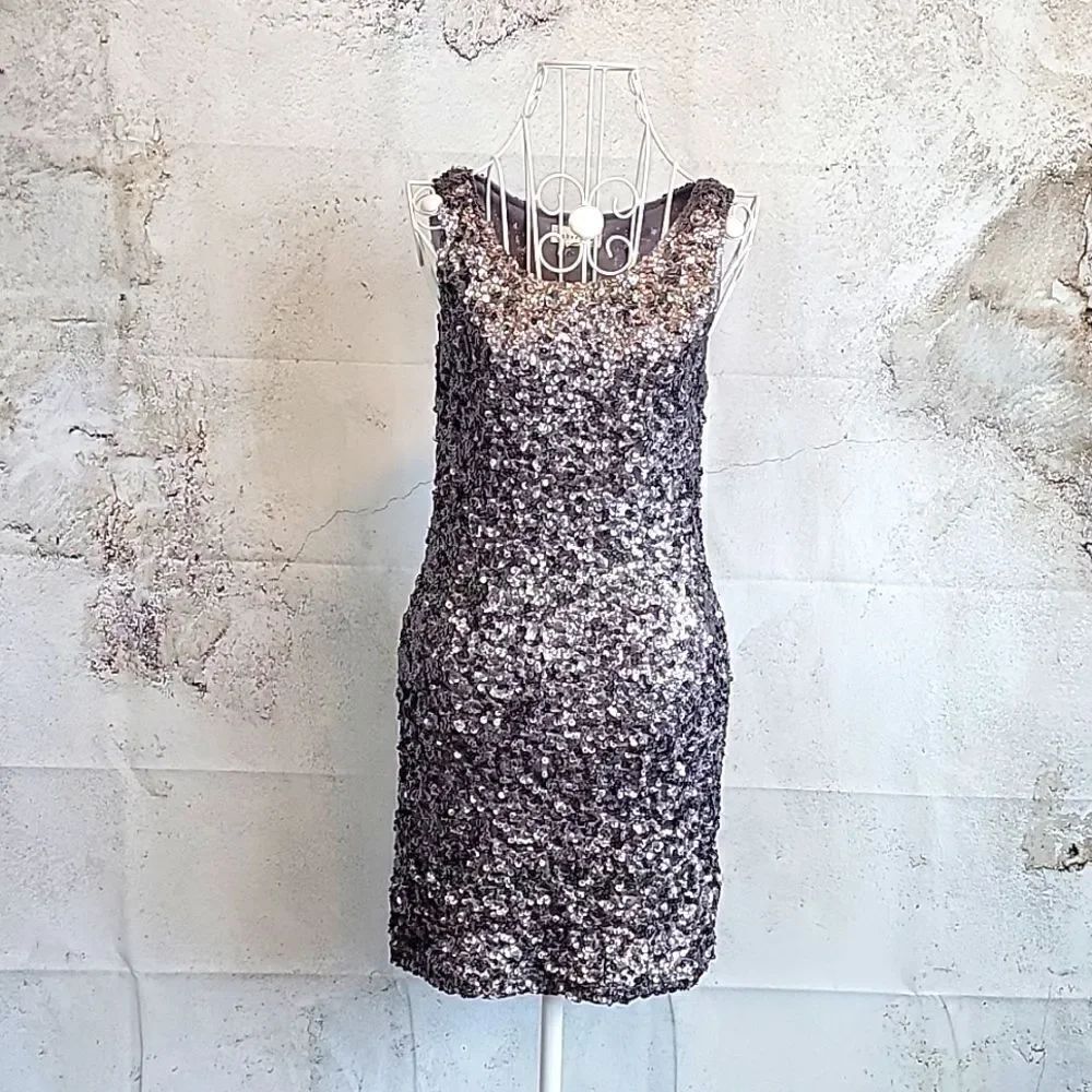 Amber Blue sleeveless sequined mini party dress Women's Size S